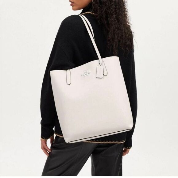NWT Coach Leather Chalk Thea Tote Bag - Picture 2 of 9